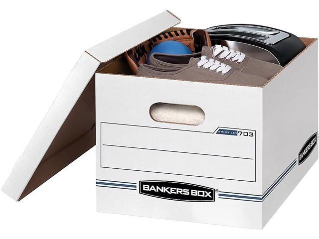 Bankers Box 12 Pack STOR/FILE Basic Duty File Storage Boxes, Standard Assembly, Lift-off Lid, Letter/Legal, White/Blue