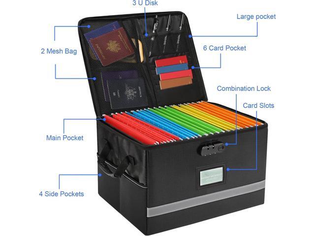 File Organizer, Fireproof File Box with Lids, Important Document Organizer Box with Lock, Portable File Folder Organizer with Handle