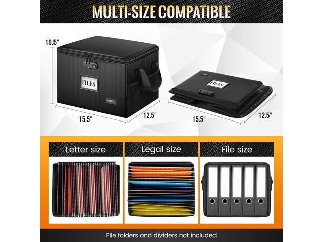 DEEGO Fireproof Document Box, Water-Resistant File Organizer Box with Lock for Document Safe, Collapsible File Organizer with Handle, Filing...