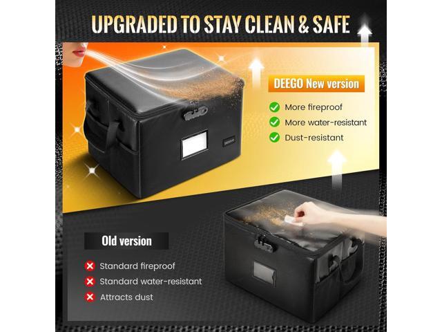 DEEGO Fireproof Document Box, Water-Resistant File Organizer Box with Lock for Document Safe, Collapsible File Organizer with Handle, Filing...