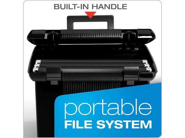 Pendaflex Portable File Box with File Rails, Simple Document Storage, File Bin for Home and Office, Hinged Lid with Double Latch Closure, Black, 3...