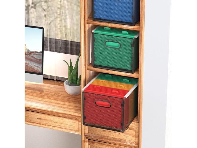 Samstar 2 Pack Hanging File Organizer, Mesh File Folder Box Filing Box File Cabinet Organizer Storage Boxes, Letter Size