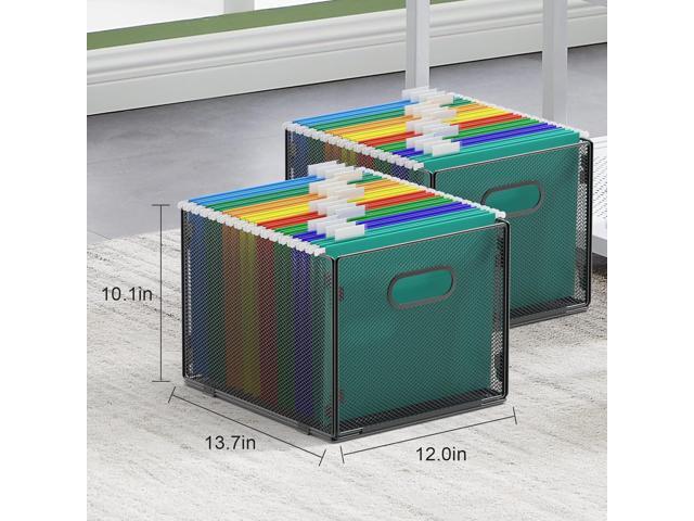 Samstar 2 Pack Hanging File Organizer, Mesh File Folder Box Filing Box File Cabinet Organizer Storage Boxes, Letter Size