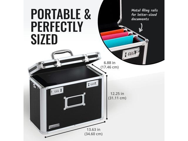 Vaultz File Organizer Storage Box - 14 x 7 x 12.19 Inch Letter Size, Portable Locking Storage Totes with Dual Combination Locks for Filing Office...