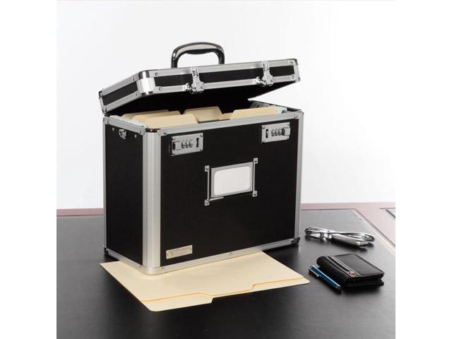 Vaultz File Organizer Storage Box - 14 x 7 x 12.19 Inch Letter Size, Portable Locking Storage Totes with Dual Combination Locks for Filing Office...