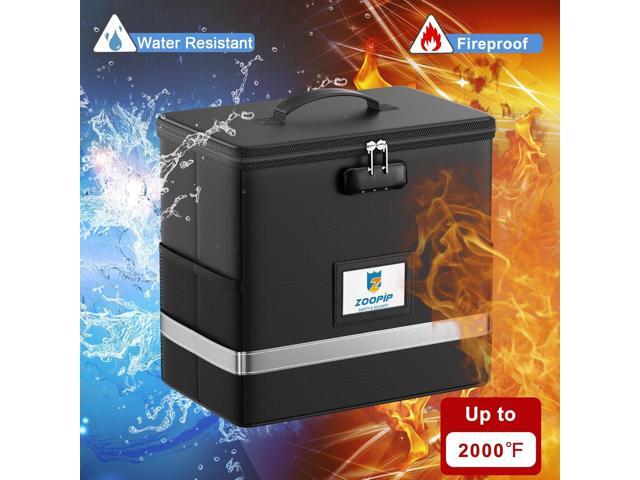 Fireproof File Box with Lock, Document Box Storage Organizer, Suitable for Hanging File Folders in Letter Size, Collapsible File Box, Reflective...