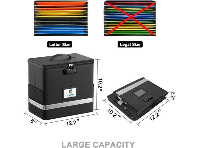 Fireproof File Box with Lock, Document Box Storage Organizer, Suitable for Hanging File Folders in Letter Size, Collapsible File Box, Reflective...