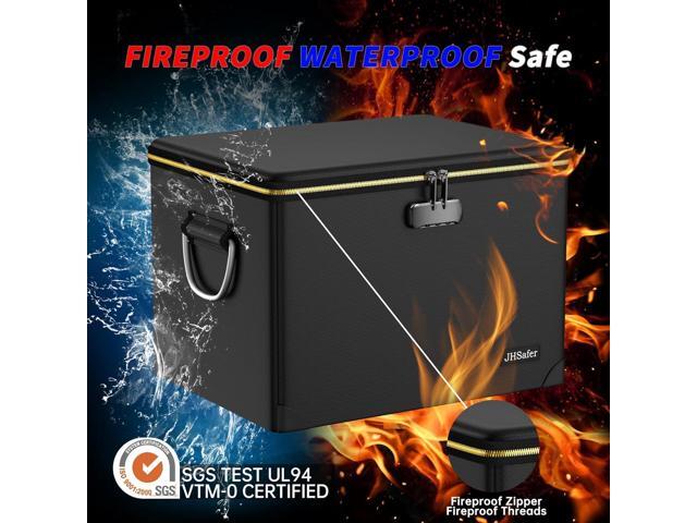 Fireproof Document Box with Fireproof Zipper,Hard Case Fireproof File Box with Lock,Insulated Non-Foldable Fireproof File Cabinet Large Portable...