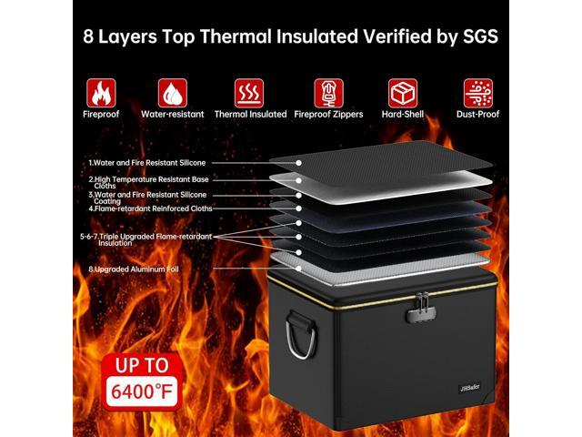 Fireproof Document Box with Fireproof Zipper,Hard Case Fireproof File Box with Lock,Insulated Non-Foldable Fireproof File Cabinet Large Portable...