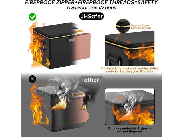 Fireproof Document Box with Fireproof Zipper,Hard Case Fireproof File Box with Lock,Insulated Non-Foldable Fireproof File Cabinet Large Portable...