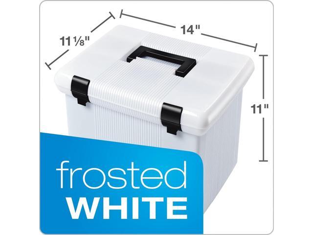 Pendaflex Portable File Box, Frosted White, Hinged Lid with Double Latch Closure(41745AMZ)