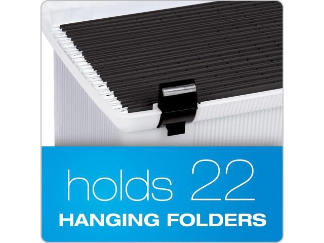 Pendaflex Portable File Box, Frosted White, Hinged Lid with Double Latch Closure(41745AMZ)