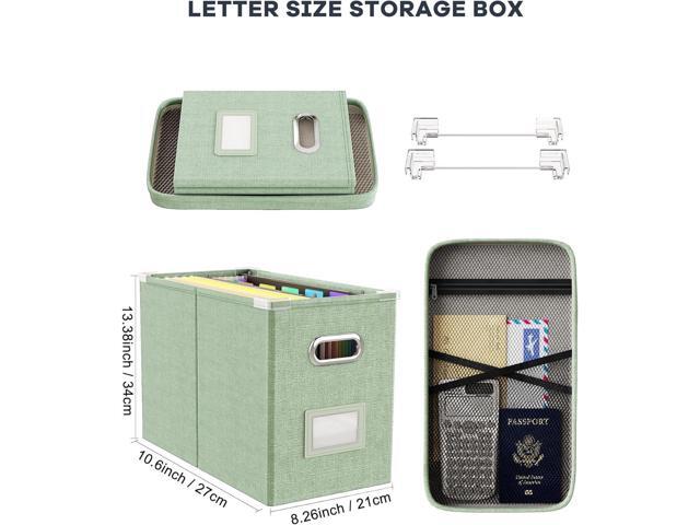 Oterri File Organizer Box with Lid, Hanging Filing File Box with Mesh Pocket, Document Organizer Box for Letter Files, Portable Storage Box(1 PCS,...
