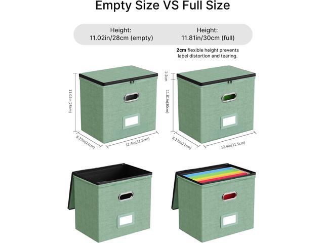 Oterri 2 Pack File Organizer Boxes with Lids, File Box with Mesh Pockets, Document Organizer Box for File Folders Letter Size, Zippers Filing Box...
