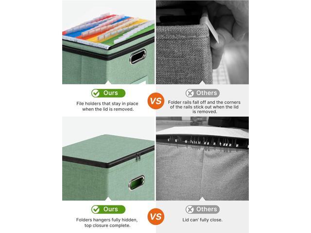 Oterri 2 Pack File Organizer Boxes with Lids, File Box with Mesh Pockets, Document Organizer Box for File Folders Letter Size, Zippers Filing Box...
