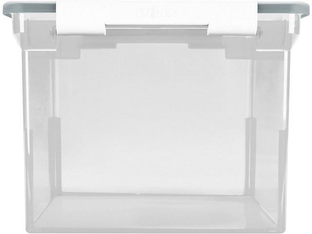 Storex Portable File Tote with Locking Handles, Letter/Legal Files, 18.5' X 14.25' X 10.88', Clear/Silver