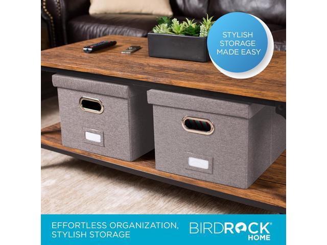 Internet's Best Collapsible File Box Storage Organizer with Lid - Decorative Linen Filing & Storage Office Boxes Hanging Letter/Legal Folder Home...