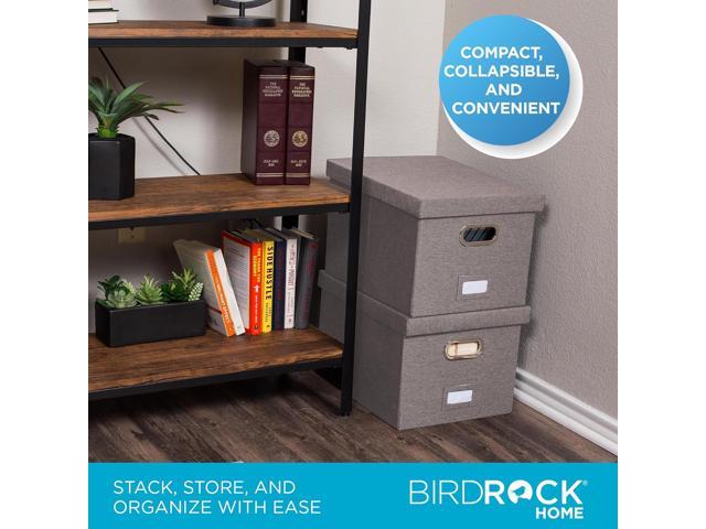 Internet's Best Collapsible File Box Storage Organizer with Lid - Decorative Linen Filing & Storage Office Boxes Hanging Letter/Legal Folder Home...