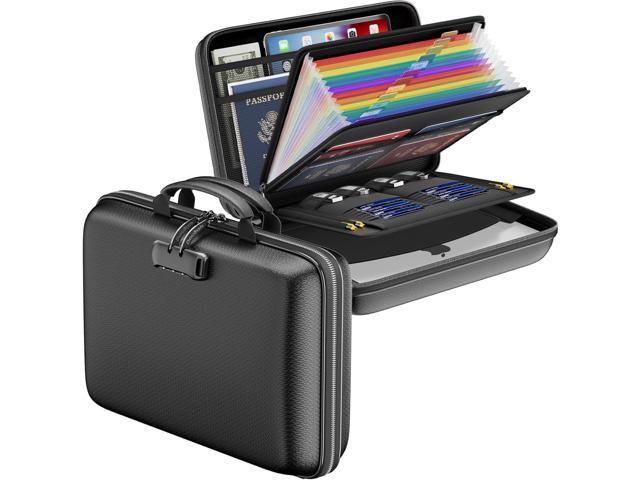 DocSafe Fireproof File Organizer with Lock, Hard-Shell Case Fireproof Document Box with 13 Pocket Accordion File Folder, Portable Home Office...