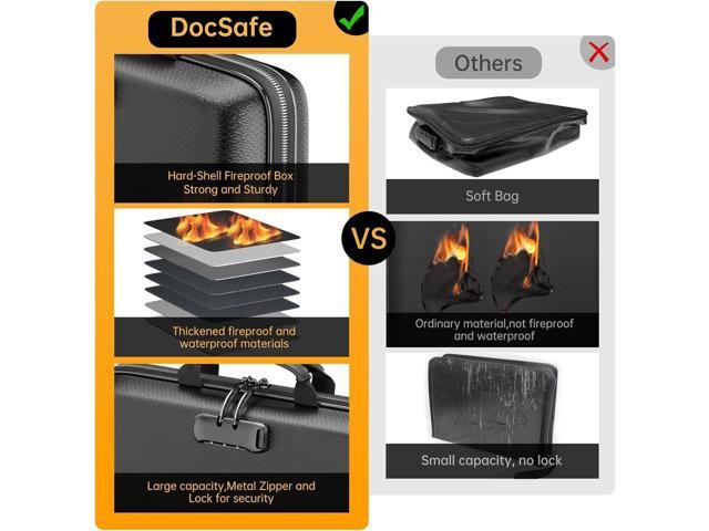 DocSafe Fireproof File Organizer with Lock, Hard-Shell Case Fireproof Document Box with 13 Pocket Accordion File Folder, Portable Home Office...