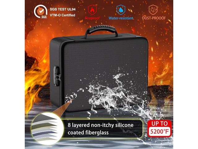 ENGPOW Fireproof Document Box with Lock,5200 Soft Case Fireproof Box with 25 Pocket Accordion File Folder,Multi-Layer Fireproof Water Resistant...