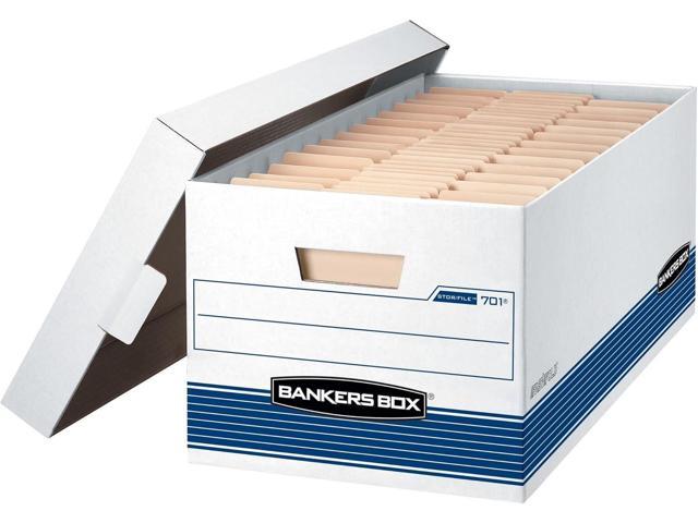 Bankers Box 20 Pack STOR/FILE Medium-Duty File Storage Boxes, FastFold, Lift-Off Lid, Letter, White/Blue