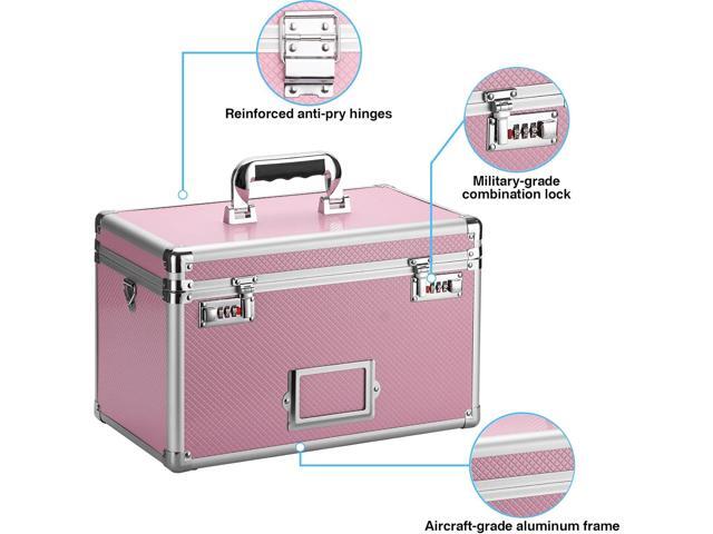 11 x 7 x 8.3 Inch Lockable Storage Box with Combination Lock, Portable Safe for Documents, Medicine, Cash & Valuables, Medicine Lock Box with Label...