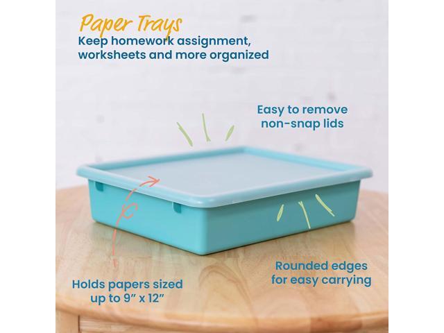 ECR4Kids Letter Size Tray with Lid, Storage Bin, Contemporary, 10-Piece