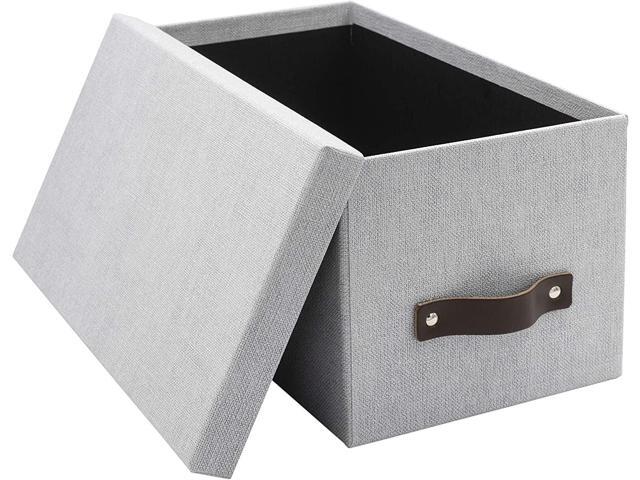 Bigso Box of Sweden Silvia Organizational Storage Box with Leather Handle for Shelves and Stacks Easily - Durable and Decorative Storage Boxes with...