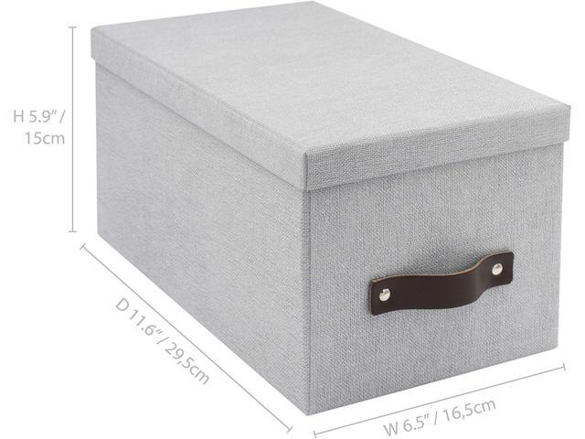 Bigso Box of Sweden Silvia Organizational Storage Box with Leather Handle for Shelves and Stacks Easily - Durable and Decorative Storage Boxes with...