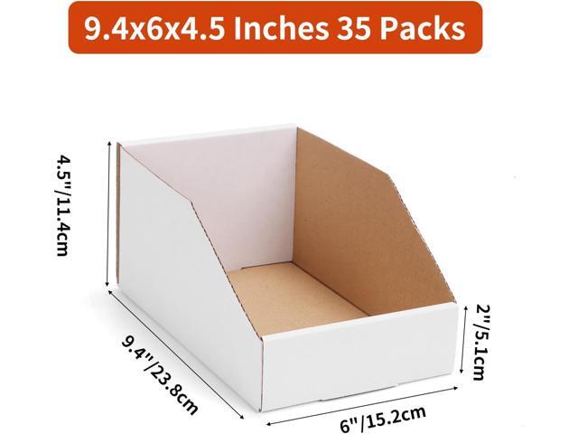 ZBEIVAN Cardboard Storage Bins Boxes 35 Packs 9.4x6x4.5 Inches, Easy Assembly Pantry Organizer Bins for Shelf, White