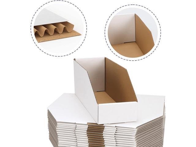 EXYGLO Cardboard Boxes, Pack of 35 Corrugated Storage Bins 12x4x4.5inch Pantry Organizer Bins for Shelves Garage Office Organization
