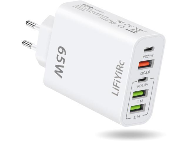 European Travel Plug Adapter, Type C Charger Block PD 20W QC3.0 Fast Charging, 2 USB C 3 USB A Power Adaptor to Europe Compatible with iPhone 16 15.