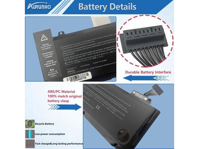 A1322 A1278 Laptop Battery Replacement for MacBook Pro 13 inch Unibody Mid 2009 2010 2012 Early 2011 Late 2011 A1278 63.5Wh 10.95V