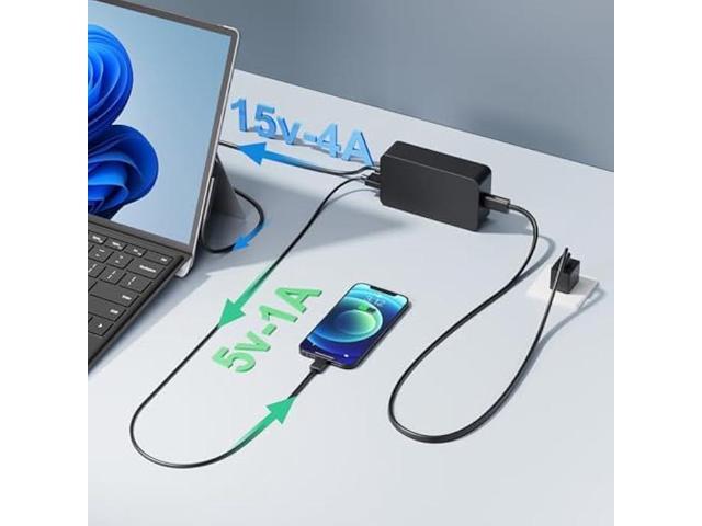 65W Surface Pro Charger for Surface Pro 11,10, 9, 8, 7, 6, 5, 4, 3, X,Microsoft Surface Laptop 6, 5, 4, 3, 2,1, Surface Go Tablet, Surface Book 3,...