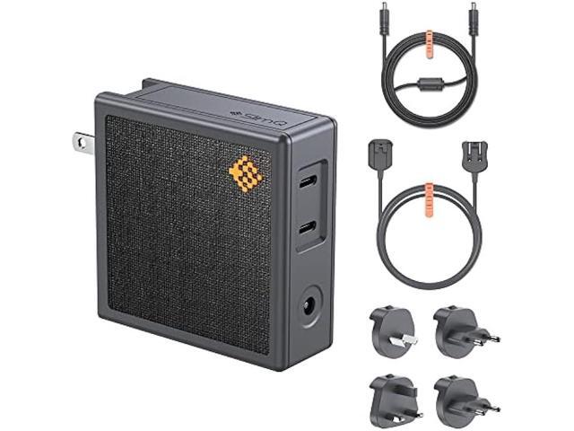 SlimQ 150W DC GaN Charger Block 3-Port (1DC + 2USB-C) PD3.0, Compact Folding Plug Includes UK EU AU KR Adapters and DC Cable Compatible with Dell...