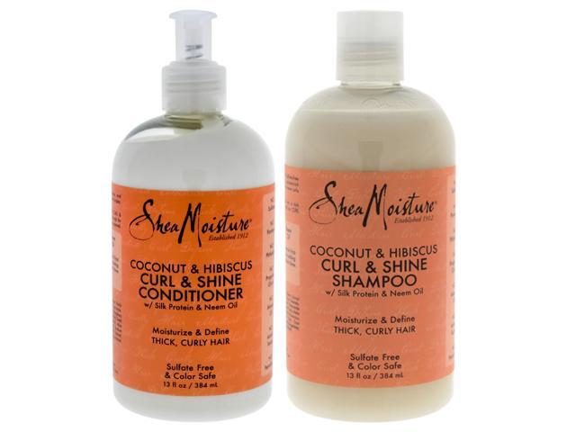 Coconut and Hibiscus Curl and Shine Duo by Shea Moisture for Unisex - 13 oz Shampoo and Conditioner