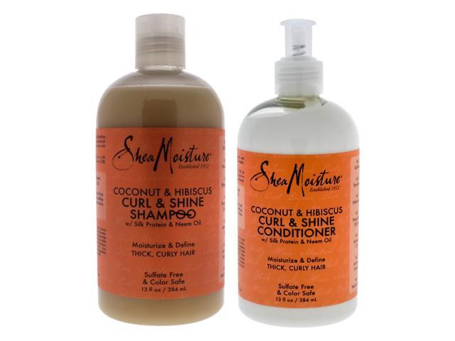 Coconut and Hibiscus Curl and Shine Kit by Shea Moisture for Unisex - 2 Pc Kit 13oz Shampoo, 13oz Conditioner