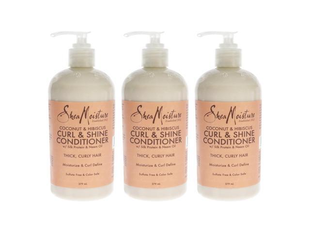 Coconut and Hibiscus Curl Shine Conditioner by Shea Moisture for Unisex - 13 oz Conditioner - Pack of 3
