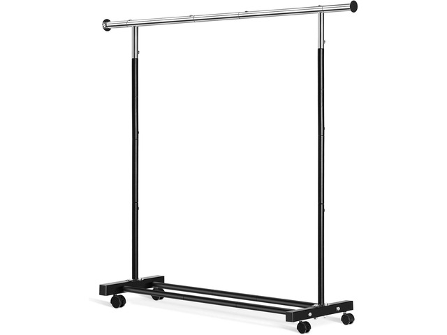 Clothing Rack, 55.51 Inch Heavy Duty Clothes Rack Rolling Garment Rack with Wheels and Bottom Shelf, 130LB Capacity Clothes Racks for Hanging...