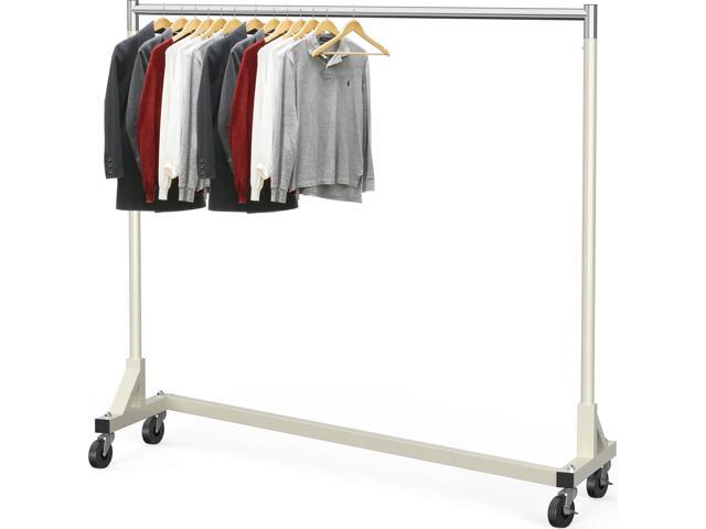 Simple Houseware Industrial Grade Z-Base Garment Rack, 500lb Load with 62 Inches Extra Long Bar, Gray