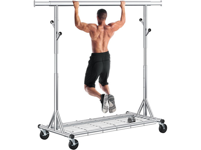 Heavy Duty Clothes Rack Load 530 LBS Metal Clothing Garment Rack Hang 200 pieces of clothing on Wheels Collapsible Rolling Portable & Adjustable...