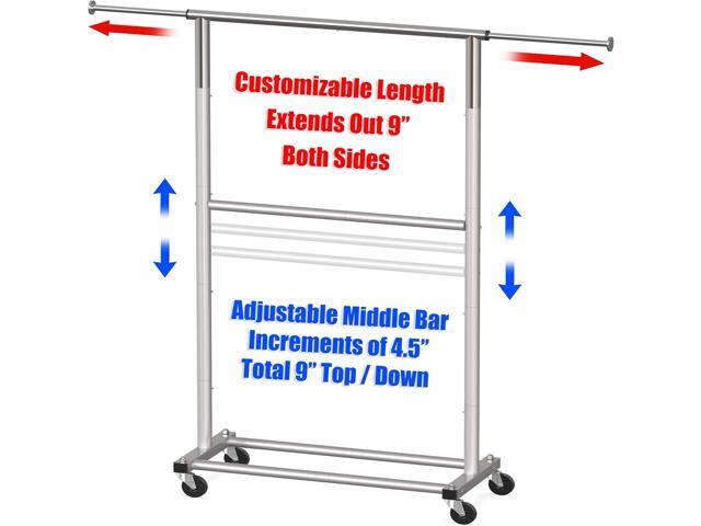 SIMPLE HOUSEWARE Double Rod Garment Rack, Grey