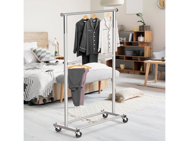 SIMPLE HOUSEWARE Double Rod Garment Rack, Grey