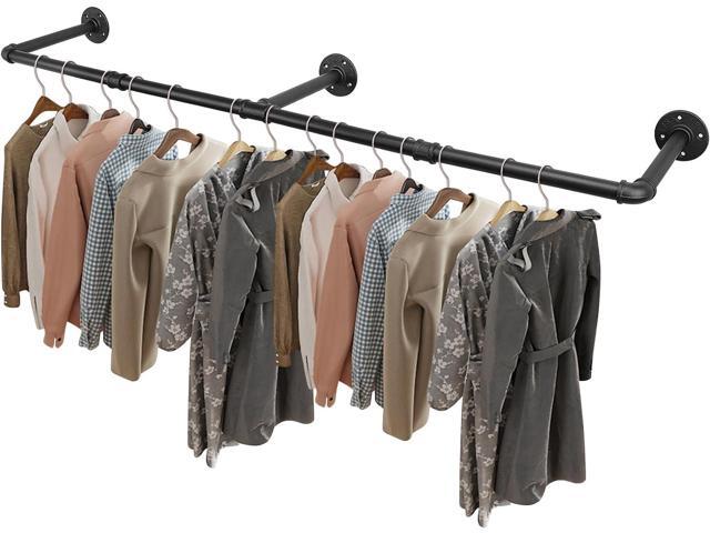 Livabber Industrial Pipe Clothes Rack, Heavy Duty Detachable Iron Garment Rack Wall Mounted, Rustic Saving Space Clothes Bar Multi-Purpose Hanging.