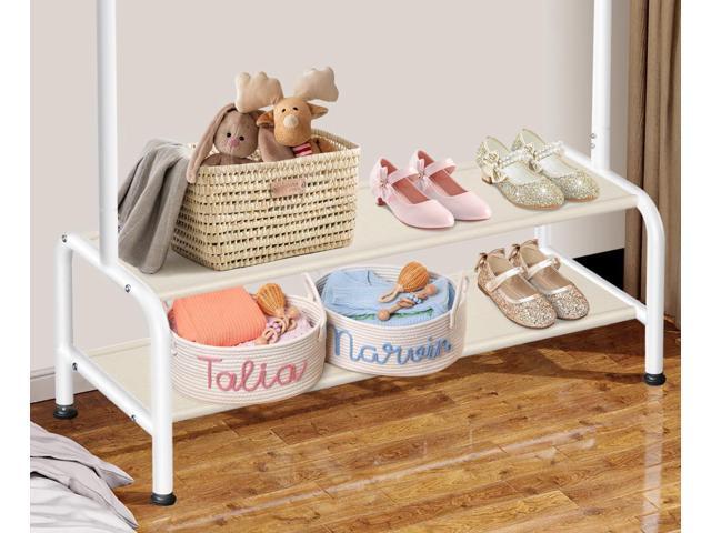 Kids Clothing Rack - Dress Up Clothes Rack - Baby Toddler Closet - Mini Freestanding Coat Racks with 2 Fabric Shelves - Small Kids Costume Wardrobe...