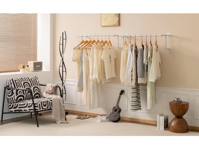 Clothes Racks, Industrial Pipe Clothing Racks for Hanging Clothes, Wall Mounted Heavy Duty Space Saving Garment Racks, Multi-Purpose Clothing...