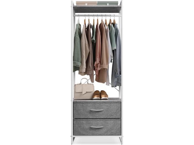 Sorbus Clothing Rack with Drawers - Clothes Stand Dresser - Wood Top, Steel Frame, & Fabric Drawers - Tall Closet Storage Organizer - Garment Rack.