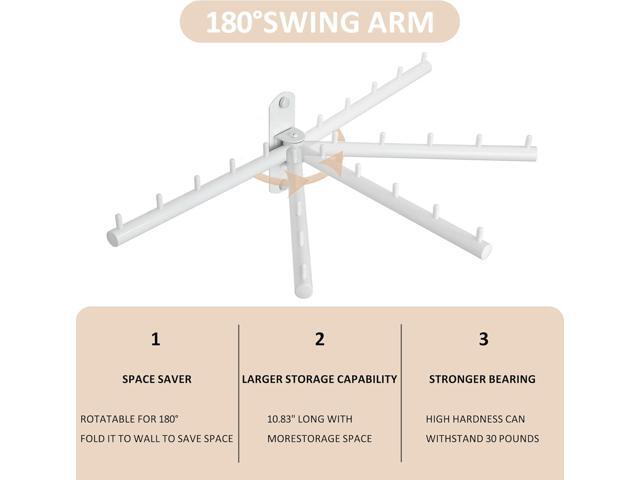 Swing Clothes Hanger Rack,2-Pack Garment Racks Wall Mounted Clothes Bar-Hanger Holder Hooks Heavy Duty Folding Drying Rack Space Saving Clothing...