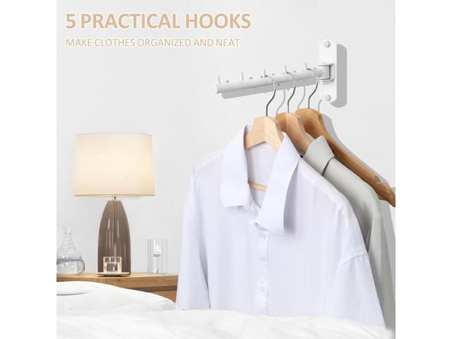 Swing Clothes Hanger Rack,2-Pack Garment Racks Wall Mounted Clothes Bar-Hanger Holder Hooks Heavy Duty Folding Drying Rack Space Saving Clothing...